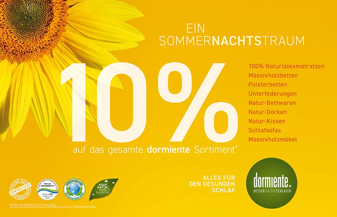 DORMIENTE Sommeraktion 10%_Juli-August 2025